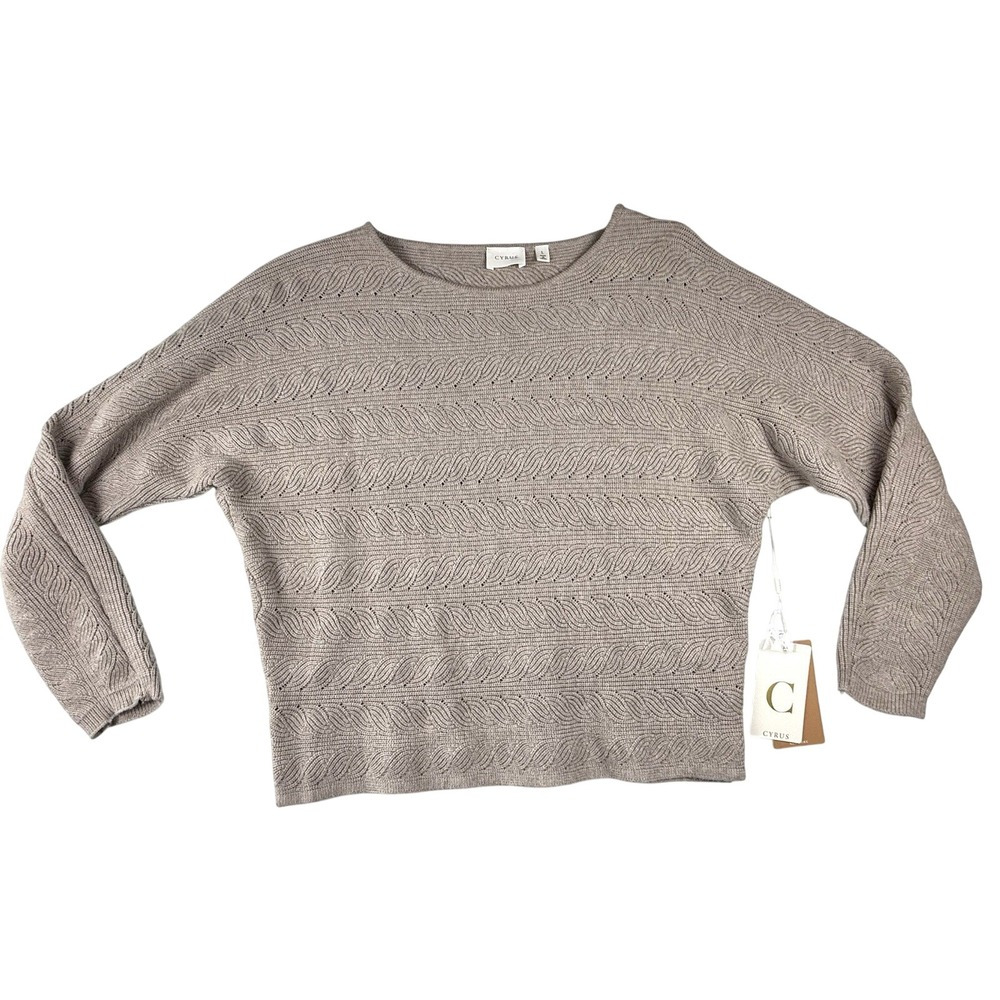 NWT Cyrus Knit Crewneck Pullover Sweater Top L Beige Boho Cottagecore Soft